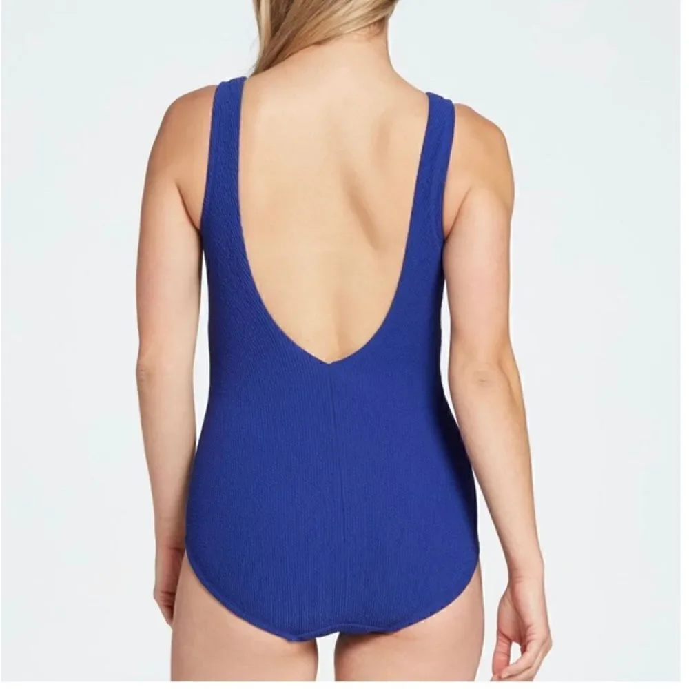 CALIA Women's Textured Tie Front One Piece Swimsuit